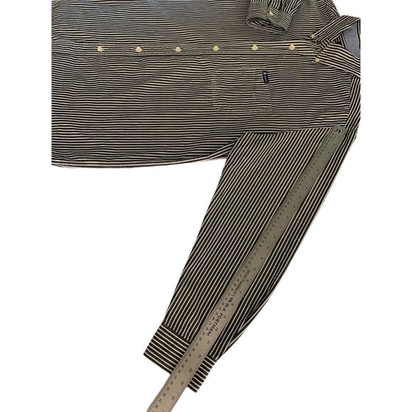 Chaps Est. 1978 Mens Long Sleeve White Gray Striped Button-Down Shirt Large - Picture 8 of 12